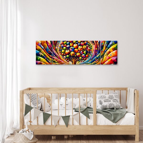 Obraz – Kolorowe drzewo z jabłkami (170x50 cm)