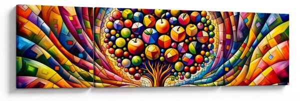 Obraz – Kolorowe drzewo z jabłkami (170x50 cm)