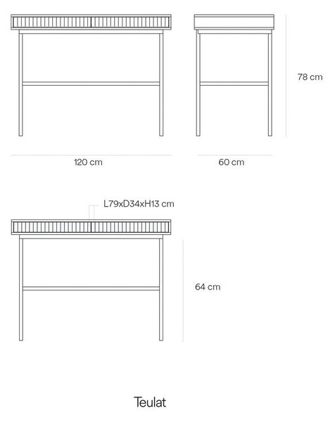 Biurko z matowym wykończeniem 60x120 cm Sierra – Teulat