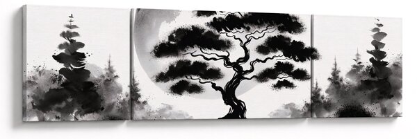 Obraz – Czarno-biały bonsai (170x50 cm)