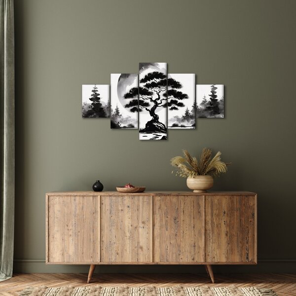 Obraz – Czarno-biały bonsai (125x70 cm)