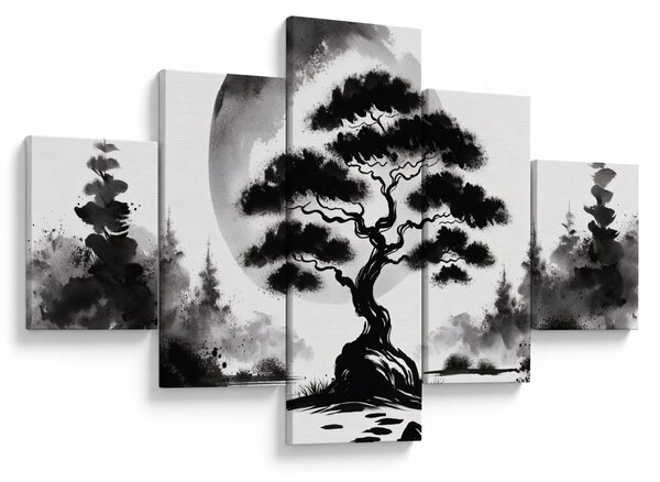Obraz – Czarno-biały bonsai (125x70 cm)