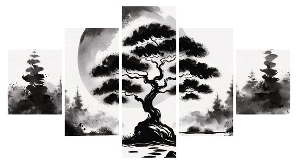 Obraz – Czarno-biały bonsai (125x70 cm)