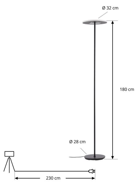 Lampa stojąca LED Raymond Lucande, możliwość ściemniania, czarny, salon / jadalnia, metal, nowoczesny