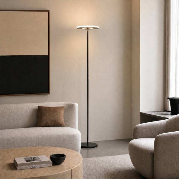 Lampa stojąca LED Raymond Lucande, możliwość ściemniania, czarny, salon / jadalnia, metal, nowoczesny