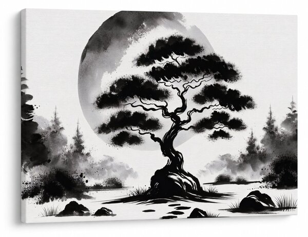 Obraz – Czarno-biały bonsai (70x50 cm)
