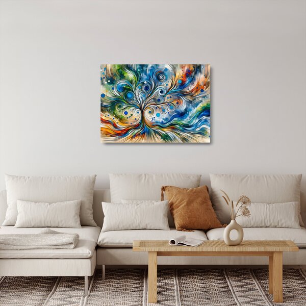 Obraz na szkle – Kolorowe energetyczne drzewo (70x50 cm)