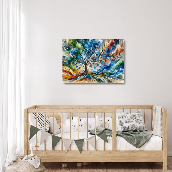 Obraz na szkle – Kolorowe energetyczne drzewo (70x50 cm)