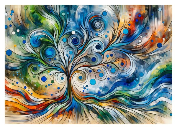 Obraz na szkle – Kolorowe energetyczne drzewo (70x50 cm)