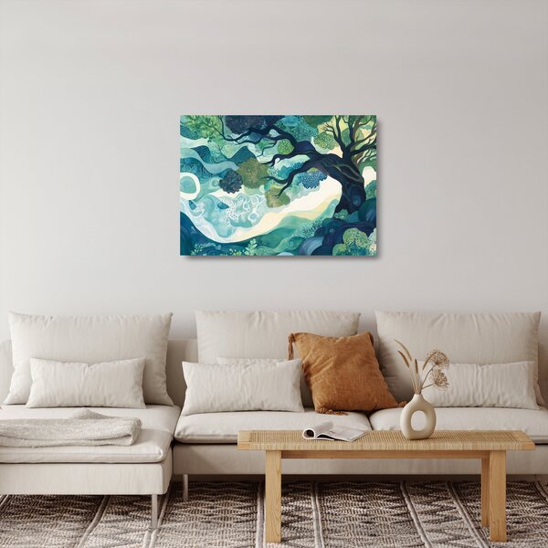 Obraz na szkle – Zielona korona drzewa życia (70x50 cm)