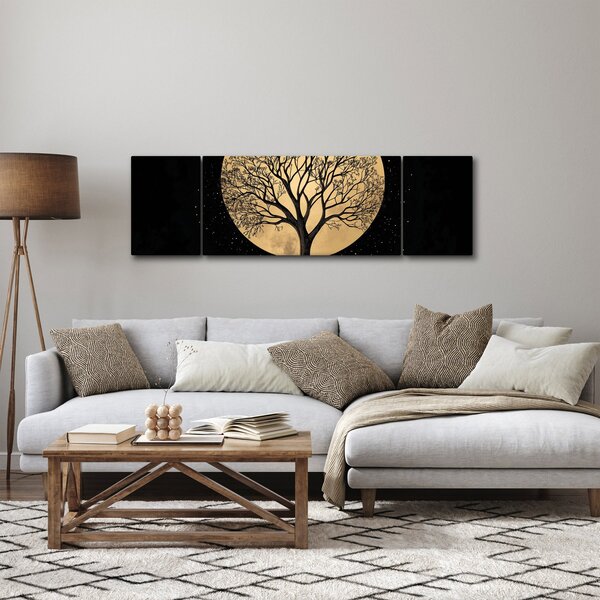 Obraz – Drzewo w złotej pełni księżyca I. (170x50 cm)