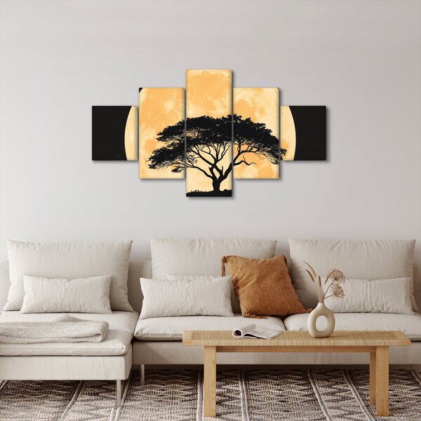 Obraz – Drzewo w złotej pełni księżyca II. (125x70 cm)
