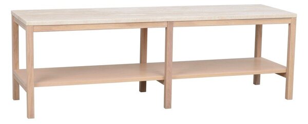 Biało-naturalna konsola z kamiennym blatem 140x40 cm Orwel – Rowico