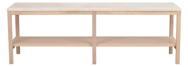 Biało-naturalna konsola z kamiennym blatem 140x40 cm Orwel – Rowico