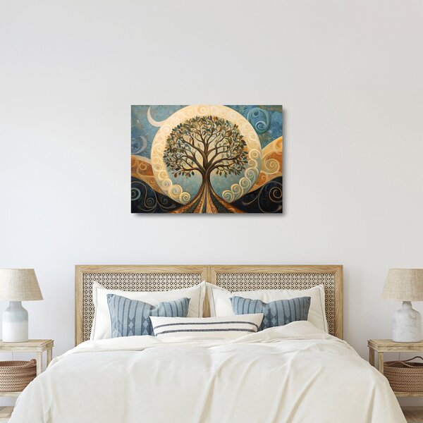 Obraz na szkle – Drzewo życia i spirale (70x50 cm)