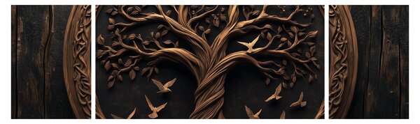 Obraz – Drewniane drzewo życia (170x50 cm)
