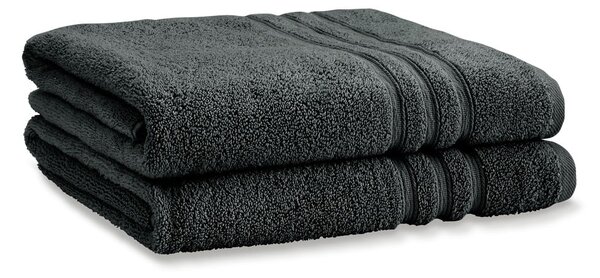 Ciemnoszare bawełniane ręczniki kąpielowe frotte zestaw 2 szt. 90x140 cm Zero Twist – Catherine Lansfield