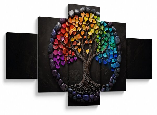 Obraz – Drzewo pełne kolorowych serc (125x70 cm)