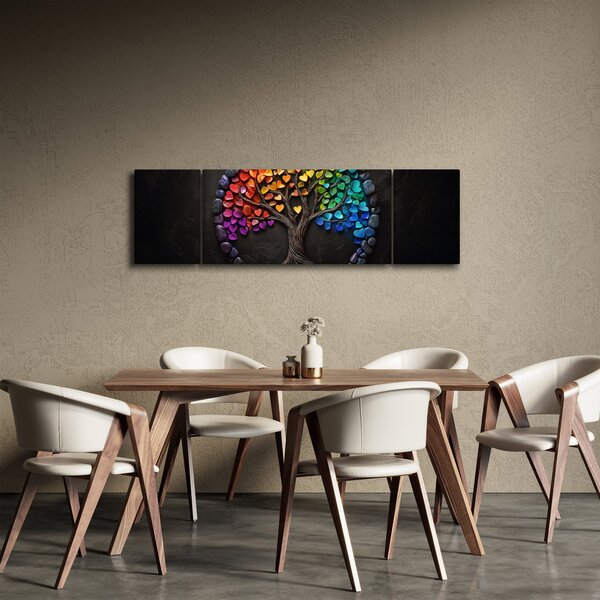 Obraz – Drzewo pełne kolorowych serc (170x50 cm)
