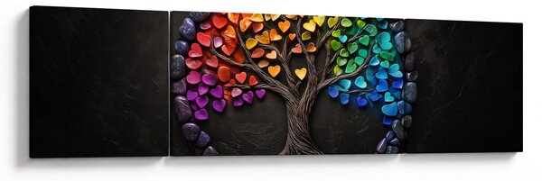 Obraz – Drzewo pełne kolorowych serc (170x50 cm)