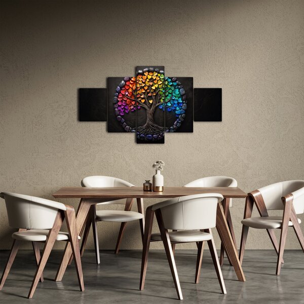 Obraz – Drzewo pełne kolorowych serc (125x70 cm)