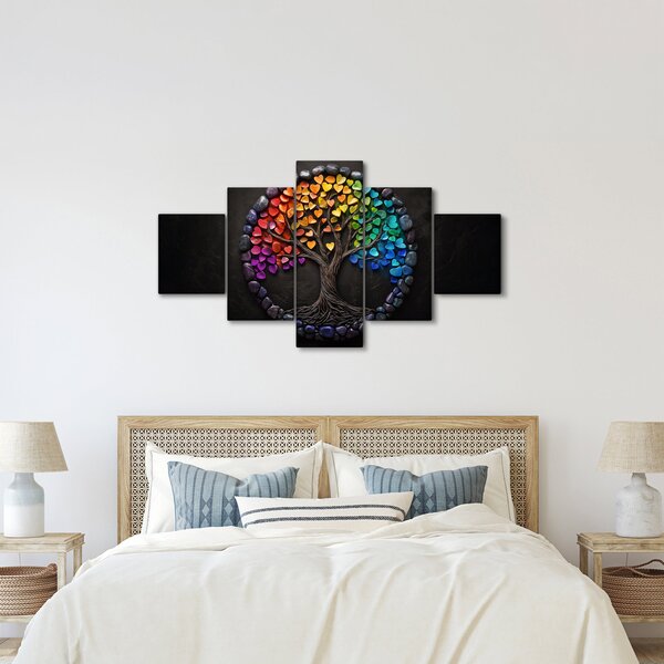Obraz – Drzewo pełne kolorowych serc (125x70 cm)