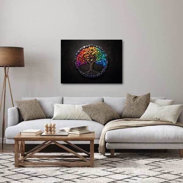 Obraz – Drzewo pełne kolorowych serc (70x50 cm)