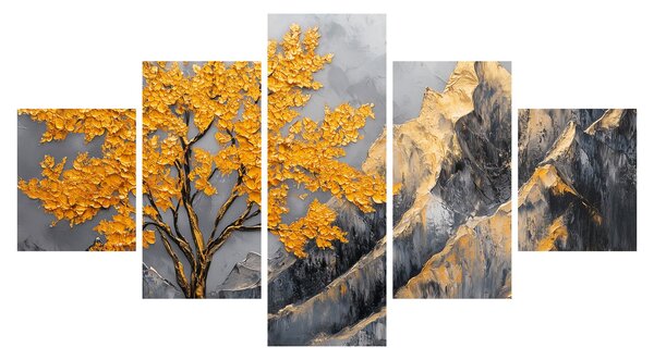 Obraz – Złote drzewo w górach (125x70 cm)