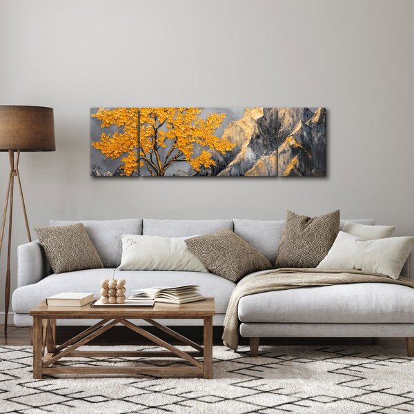 Obraz – Złote drzewo w górach (170x50 cm)