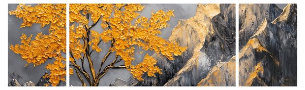 Obraz – Złote drzewo w górach (170x50 cm)