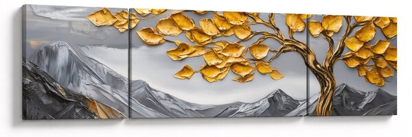 Obraz – Drzewo ze złotymi liśćmi (170x50 cm)