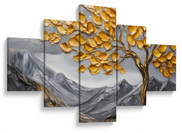 Obraz – Drzewo ze złotymi liśćmi (125x70 cm)