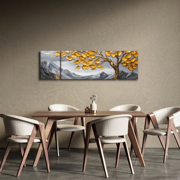Obraz – Drzewo ze złotymi liśćmi (170x50 cm)