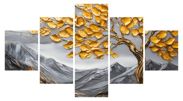 Obraz – Drzewo ze złotymi liśćmi (125x70 cm)