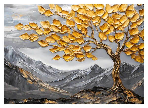 Obraz – Drzewo ze złotymi liśćmi (70x50 cm)