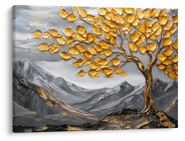 Obraz – Drzewo ze złotymi liśćmi (70x50 cm)