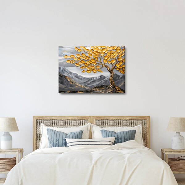 Obraz – Drzewo ze złotymi liśćmi (70x50 cm)