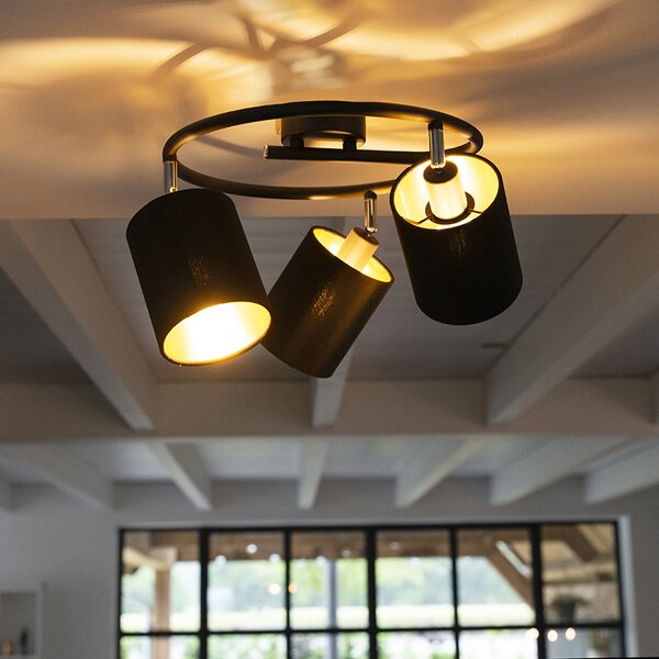 Inteligentna nowoczesna lampa sufitowa czarna, w tym 3 WiFi B35 - Lofty