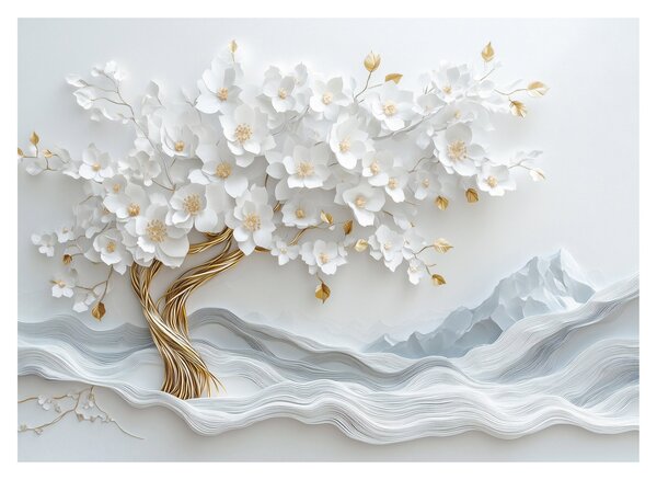 Obraz na szkle – Eleganckie drzewo życia 3D (70x50 cm)
