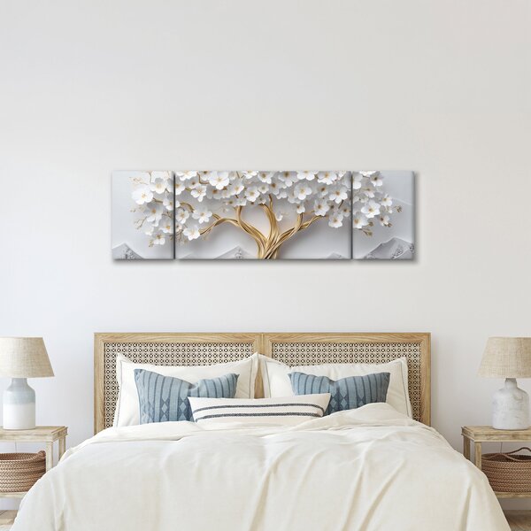 Obraz – Eleganckie drzewo życia 3D pełne kwiatów (170x50 cm)