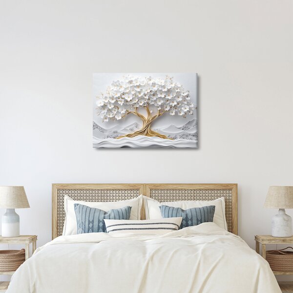 Obraz – Eleganckie drzewo życia 3D pełne kwiatów (70x50 cm)