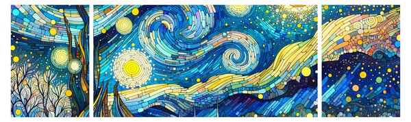 Obraz – Mozaika gwiaździstej nocy (170x50 cm)