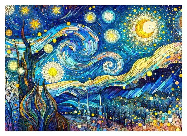 Obraz na szkle – Mozaika gwiaździstej nocy (70x50 cm)