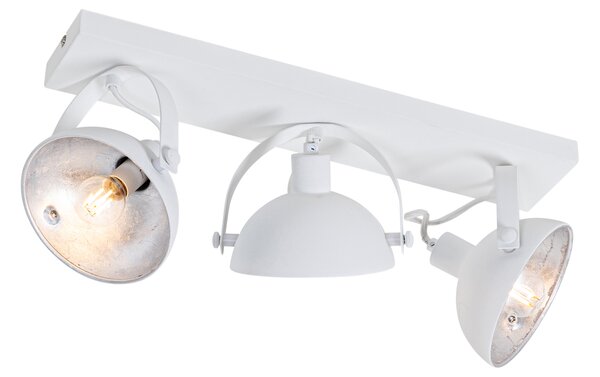 Industrialna lampa sufitowa biała ze srebrnym 3-punktowym oświetleniem regulowanym - Magnax