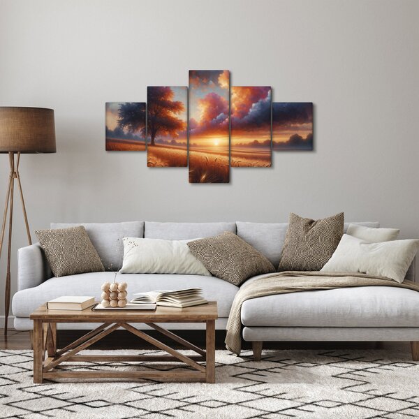 Obraz – Zachód słońca na polu (125x70 cm)