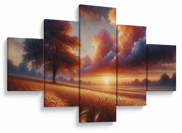 Obraz – Zachód słońca na polu (125x70 cm)
