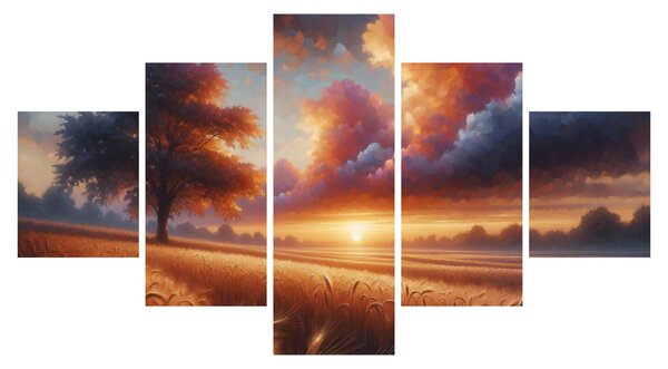 Obraz – Zachód słońca na polu (125x70 cm)