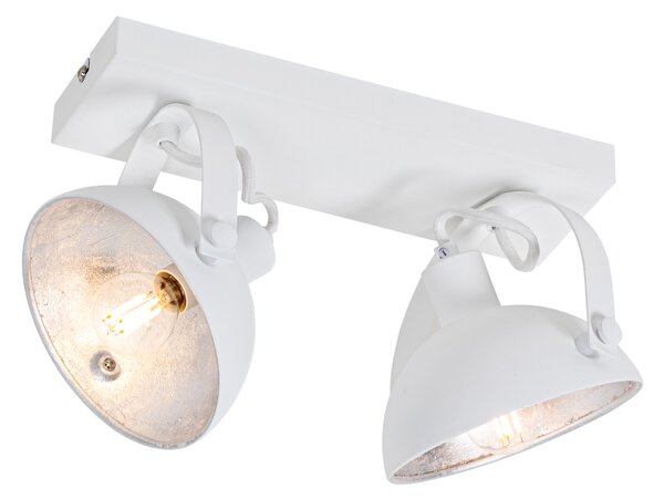 Industrialna lampa sufitowa biała ze srebrnym wykończeniem 2-punktowa regulowana - Magnax