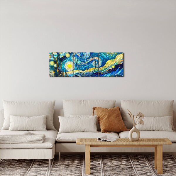 Obraz – Mozaika gwiaździstej nocy (z zegarem) (90x30 cm)