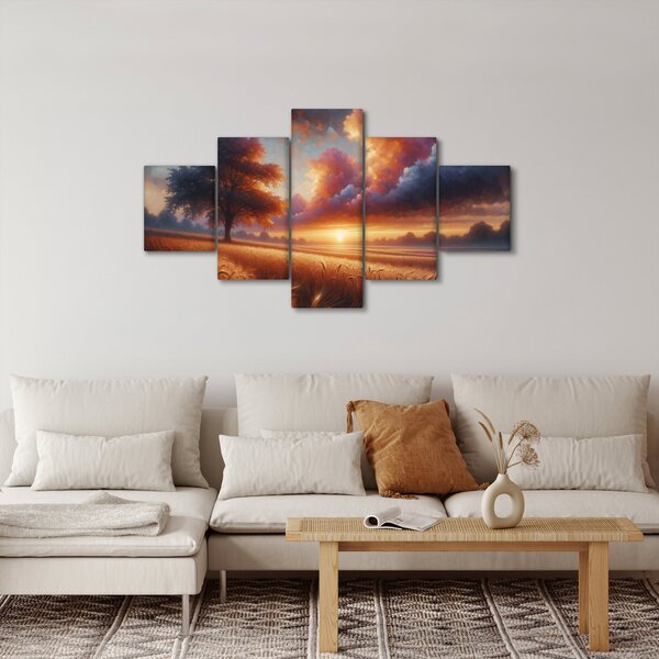 Obraz – Zachód słońca na polu (125x70 cm)